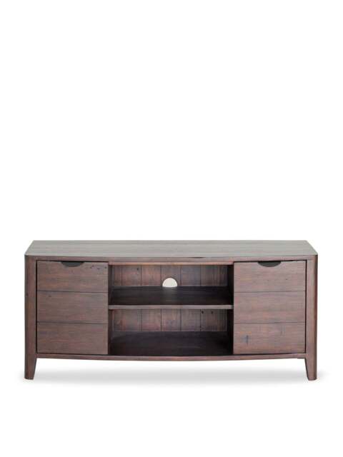 Barker and Stonehouse Zermatt Dark Reclaimed Wood 2 Door 2 Shelves Tv Unit in Brown