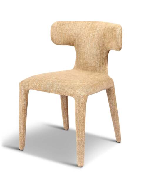 Libra Interiors Pair Of Milo Upholstered Dining Chairs In Wheat in Beige, Wood/Metal - image 1