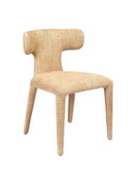 Libra Interiors Pair Of Milo Upholstered Dining Chairs In Wheat in Beige, Wood/Metal - thumbnail 3