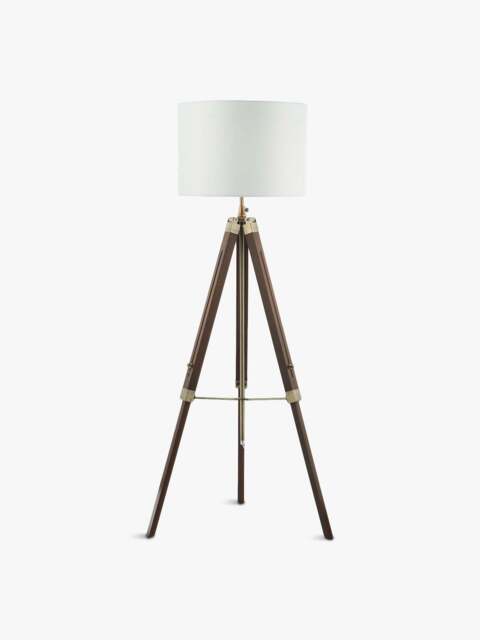 Dar Lighting Easel Tripod Floor Lamp Base in Dark Wood, Cotton/Linen - image 1