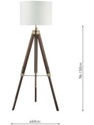 Dar Lighting Easel Tripod Floor Lamp Base in Dark Wood, Cotton/Linen - thumbnail 3