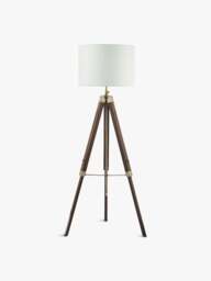 Dar Lighting Easel Tripod Floor Lamp Base in Dark Wood, Cotton/Linen - thumbnail 1