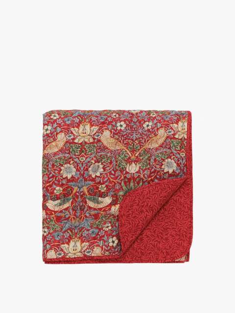 Morris & Co Strawberry Thief Quilted Throw in Crimson, Cotton
