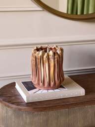 Libra Interiors Denton Reactive Glaze Candleholder Brown - thumbnail 3