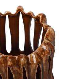 Libra Interiors Denton Reactive Glaze Candleholder Brown - thumbnail 2