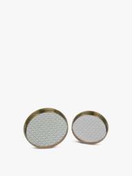 Libra Interiors en Scallop (Set Of 2) Trays in Gold, Size One