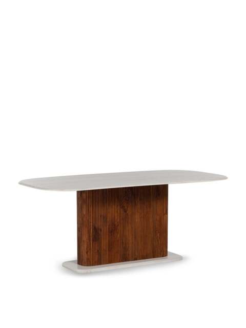 Barker and Stonehouse Tasso Marble Dining Table With Mango Wood Base in White - image 1
