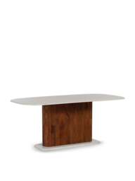 Barker and Stonehouse Tasso Marble Dining Table With Mango Wood Base in White - thumbnail 1