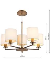 Dar Lighting Tyler Dual Mount 5 Light Pendant - Base Only in Antique Bronze - thumbnail 3
