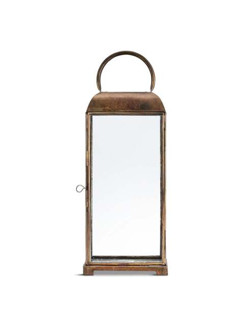 Nkuku Kaso Lantern Aged Antique Small in Brass