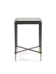 Libra Interiors Stella Square Glass Side Table in Gilded Oak Wood - thumbnail 1
