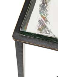 Libra Interiors Stella Square Glass Side Table in Gilded Oak Wood - thumbnail 4