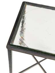 Libra Interiors Stella Square Glass Side Table in Gilded Oak Wood - thumbnail 2