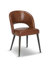 Barker and Stonehouse Beck Curved Dining Chair in Brown, Leather