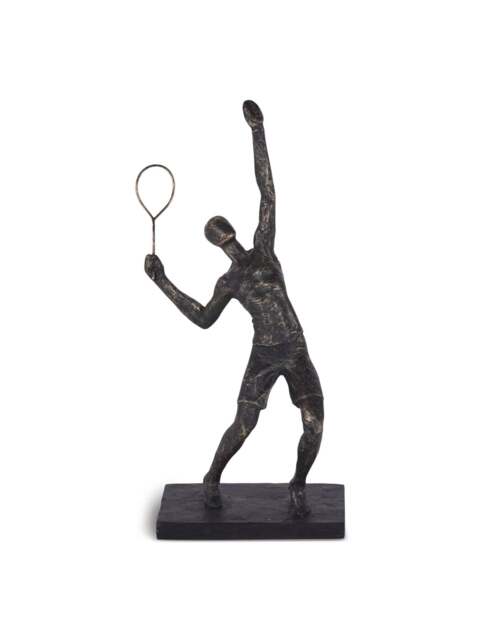 Libra Interiors Raquet Player Sculpture in Bronze, Size 18x14x38 - image 1