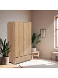 Barker and Stonehouse Hadrian Oak 2 Door 1 Drawer Wardrobe in Neutral - thumbnail 2