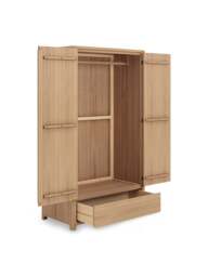 Barker and Stonehouse Hadrian Oak 2 Door 1 Drawer Wardrobe in Neutral - thumbnail 3