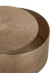 Libra Interiors Zander Metal Drum Coffee Table Storage in Champagne Gold - thumbnail 4
