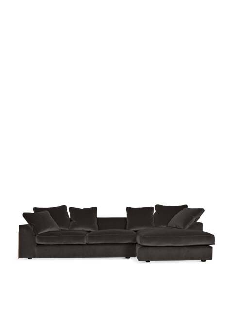 Heal's Heal’s Cumulus Right Hand Facing Corner Sofa Velvet in Black, Size 330x158x74