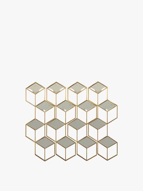 Libra Interiors Honeycomb Mirror Set Finish in Aged Champagne, Size 77x29x1 - image 1