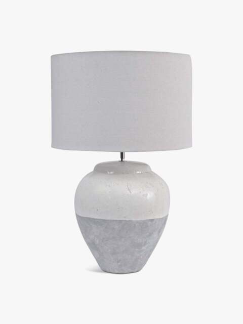 Libra Interiors Skyline Porcelain Table Lamp And Shade Large in Grey, Size 77x50x50