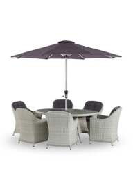 Bramblecrest Monterey 6-Seater Rattan Garden Dining Set in grey - thumbnail 1