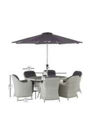 Bramblecrest Monterey 6-Seater Rattan Garden Dining Set in grey - thumbnail 3