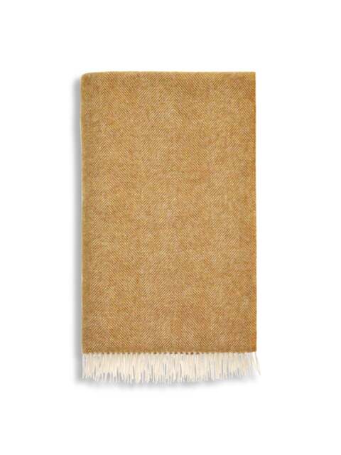Bronte Herringbone Blanket in Gold, Lambswool - image 1