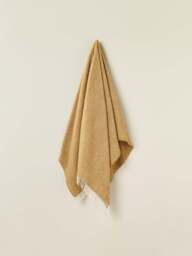 Bronte Herringbone Blanket in Gold, Lambswool - thumbnail 3