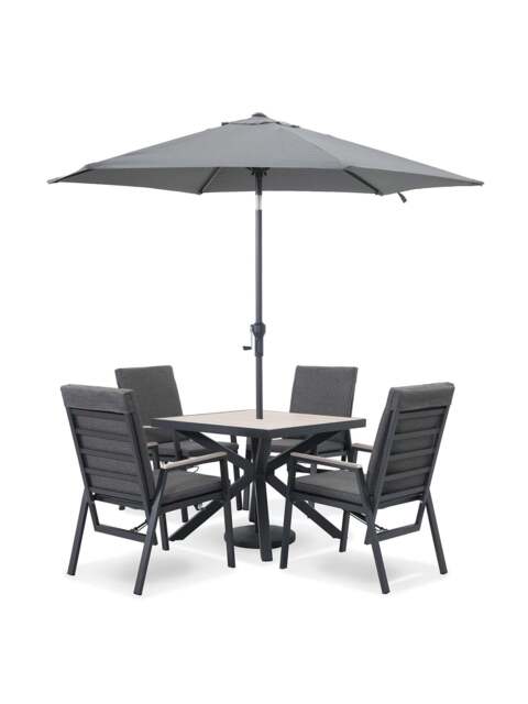 Kettler Tudor Garden 4 Seat Recliner Dining Set in black