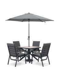 Kettler Tudor Garden 4 Seat Recliner Dining Set in black