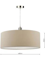 Dar Lighting Ronda Easy Fit Pendant in Taupe, Size 60cm - thumbnail 3