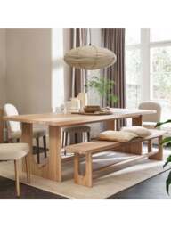 Barker and Stonehouse Olav Neutral Wood Dining Bench in Brown, Size 200Cm - thumbnail 2