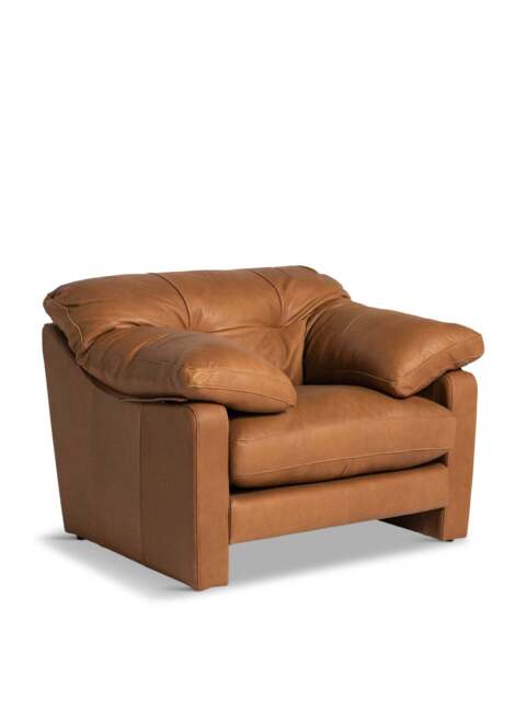 Barker and Stonehouse Penley Button Back Lounge Chair in Brown, Leather