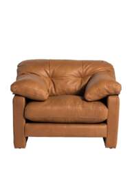 Barker and Stonehouse Penley Button Back Lounge Chair in Brown, Leather - thumbnail 3