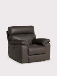 Barker and Stonehouse Clark Electric Recliner Armchair in Grey, Leather - thumbnail 2