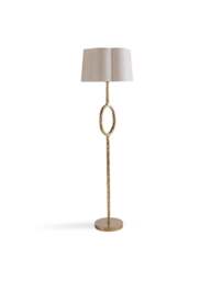 Libra Interiors Ronde Floor Lamp Gold With Shade in Champagne Gold/Ivory, Linen