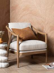 Barker and Stonehouse Pascal Beige Armchair With Rattan Sides in Neutral - thumbnail 2