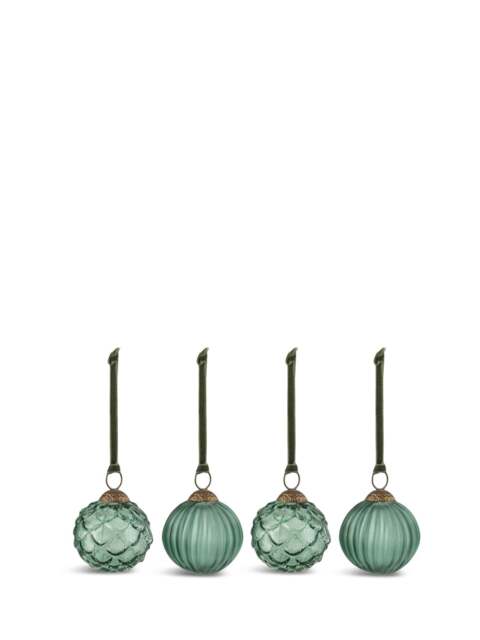 Nkuku Hara Glass Baubles Pack Of 4 in green - image 1