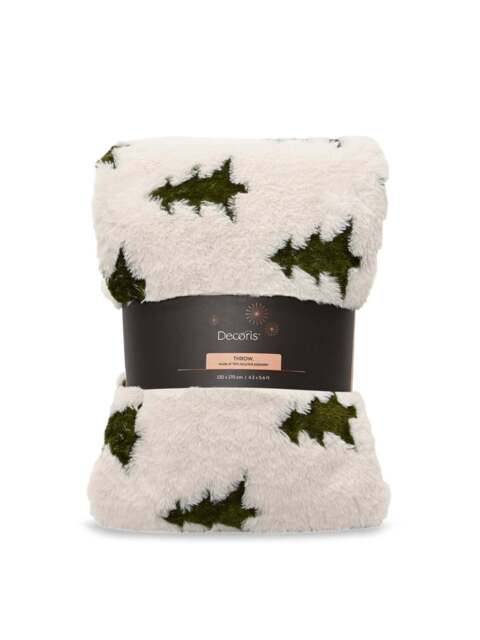 Kaemingk Teddy Fur Christmas Tree Throw 130 X in White, Size 170cm