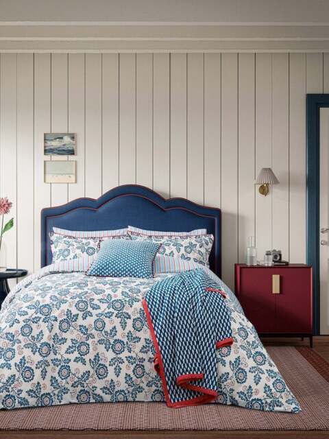 Land & Shore River Cover Set in Blue/Red, Cotton, Size King - image 1