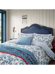 Land & Shore River Cover Set in Blue/Red, Cotton, Size King - thumbnail 2