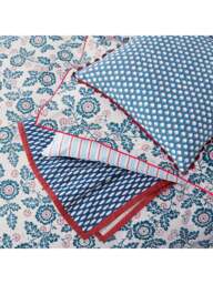 Land & Shore River Cover Set in Blue/Red, Cotton, Size King - thumbnail 3
