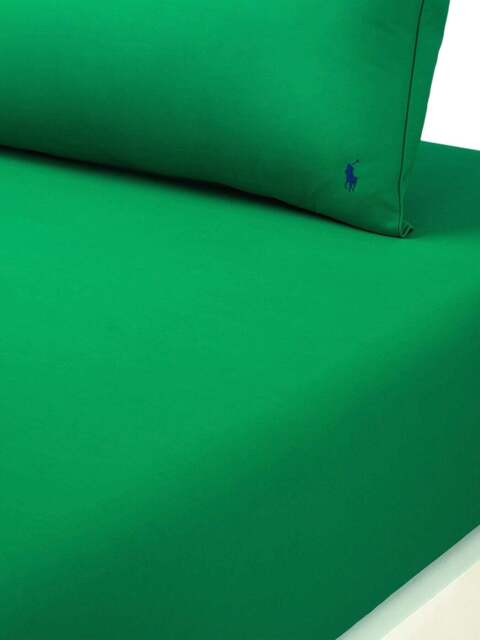 Ralph Lauren Home Polo Player Fitted Sheet Collection in Green - Billiard, Cotton, Size Single - image 1