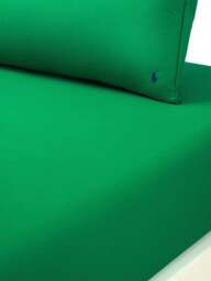 Ralph Lauren Home Polo Player Fitted Sheet Collection in Green - Billiard, Cotton, Size Single - thumbnail 1