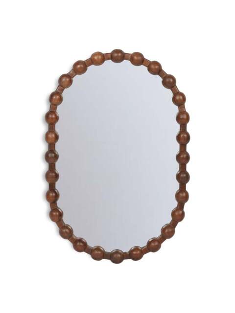 Libra Interiors Carmel Oval Wooden Carved Mirror in Brown, Size 89x61x6 - image 1