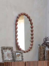 Libra Interiors Carmel Oval Wooden Carved Mirror in Brown, Size 89x61x6 - thumbnail 2