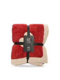 Kaemingk Diamond Flannel Sherpa Heart Throw 130 X in Red, Size 150cm