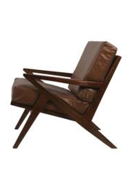 Libra Interiors Atherton Wooden Upholstered Armchair in Brown, Leather, Size 84x68x80 - thumbnail 3