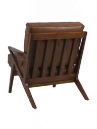 Libra Interiors Atherton Wooden Upholstered Armchair in Brown, Leather, Size 84x68x80 - thumbnail 4
